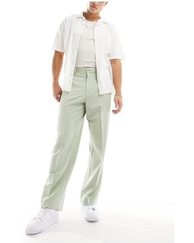 ASOS Pantaloni eleganti a fondo ampio color salvia - Verde