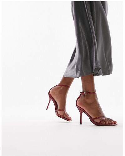 TOPSHOP Faith Strappy Two Part Heeled Sandal - Red