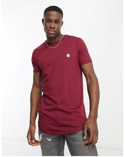 Le Breve T-shirt taglio lungo bordeaux con fondo arrotondato - Rosso
