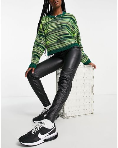 Noisy May Skinny Faux Leather Trousers - Green