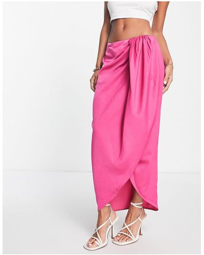 In The Style X Terrie Mcevoy Frill Wrap Detail Midi Skirt - Pink