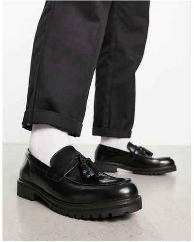Schuh Mocasines ultrabrillante con suela gruesa y borlas - Negro
