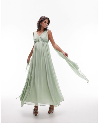 TOPSHOP Godess Gown Occasion Maxi Dress - Green