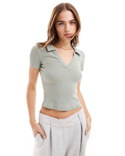 Miss Selfridge Short Sleeve Polo T Shirt - Grey