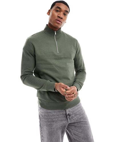 ASOS Sweatshirt With Half Zip - Green