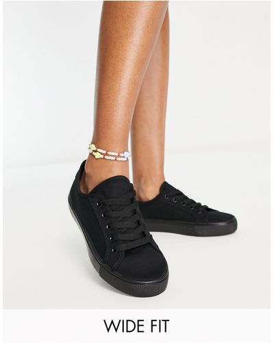ASOS Wide Fit Dizzy Lace Up Sneakers - Black