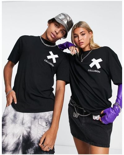 Collusion T-shirt unisex nera con logo - Nero