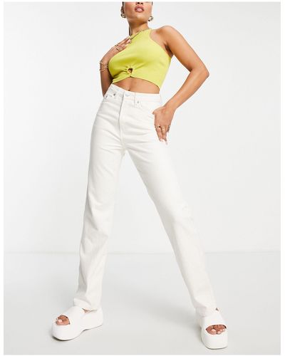 Weekday Rowe - jean droit à taille ultra haute - chanvre - white - Blanc