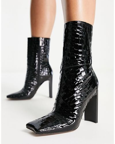 ASOS Elude Square Toe High-heeled Boots - Black