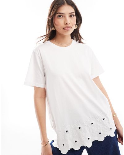 ASOS Embroidered Hem T-shirt - White