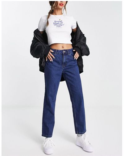 New Look Mid Rise Mom Jeans - Blue