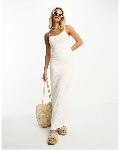 Miss Selfridge Mixed Textured Maxi Slip Dress - White