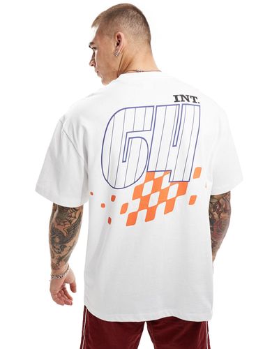 Bershka Motorcross Printed T-shirt - White