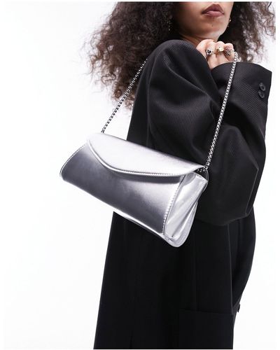 TOPSHOP Sadie - sac porté épaule avec rabat structuré - Noir