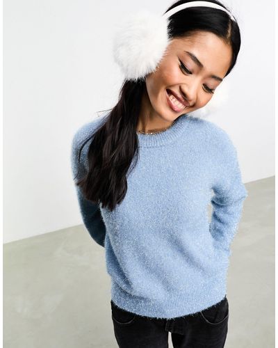 Pieces Tinsel Style Christmas Jumper - Blue