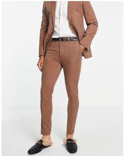 ASOS Super Skinny Suit Pants With Pinstripe - Brown