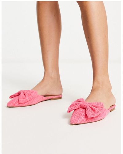 ASOS Lass Oversized Bow Pointed Flat Mules - Pink