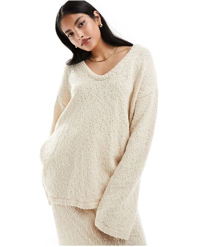 4th & Reckless Boucle Knit Scoop Neck Jumper Co-ord - Natural