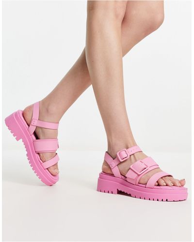 River Island Sandali chiaro con fascette triple - Rosa