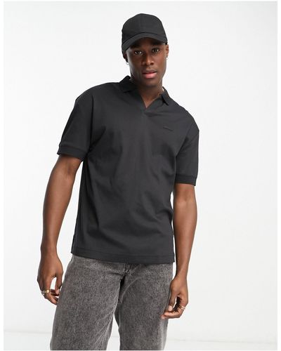 Calvin Klein Poloshirt Met Open Knoopbies - Zwart