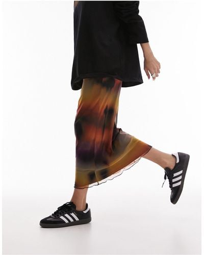 TOPSHOP Jersey Mesh Maxi Skirt With Tie Waist Detail - Black