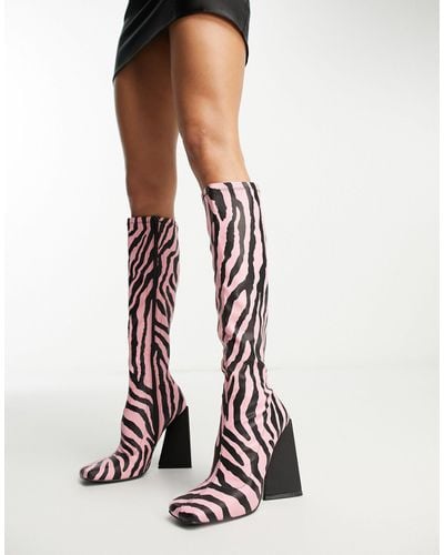 Public Desire X Paris Artiste Exclusive peggy Heeled Knee Boots - White