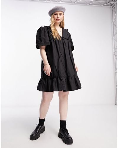Reclaimed (vintage) Inspired Plus Mini Tea Dress - Black