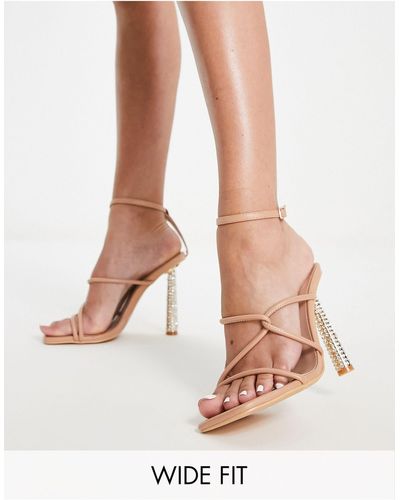 Glamorous Embellished Strappy Heeled Sandals - Pink