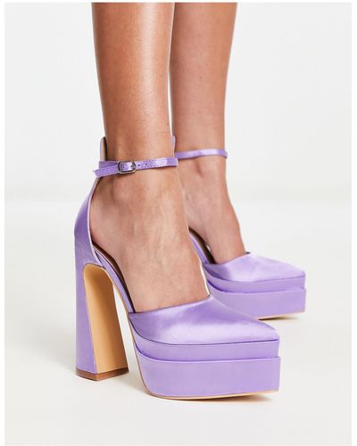 Truffle Collection Pointed Platform High Heeled Shoes - Purple