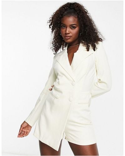 Pimkie Long Sleeve Blazer Playsuit - White