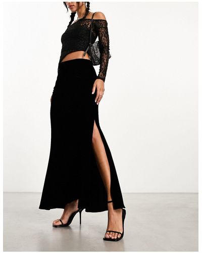 ASOS Velvet Bias Maxi Skirt - Black