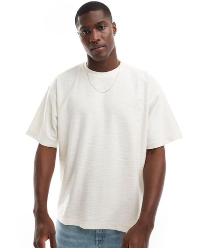 Jack & Jones Camiseta color crudo extragrande con acabado texturizado - Blanco
