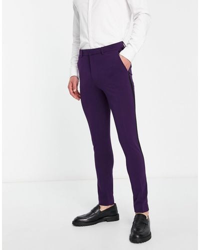 ASOS Super Skinny Tuxedo Suit Trousers - Purple