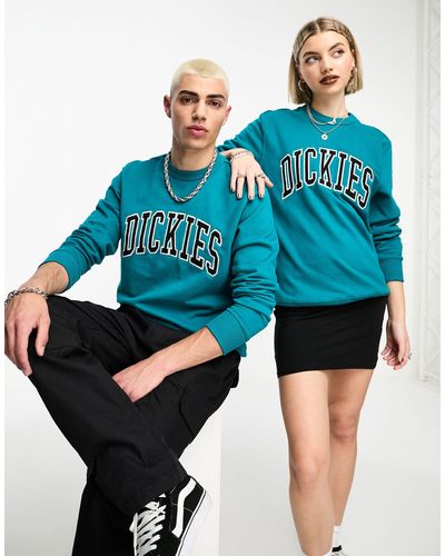 Dickies Aitkin Sweatshirt With Embroidered Varsity Logo - Blue