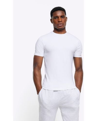 River Island 2pk Muscle Fit T-shirt - White