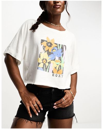 Roxy Tiki & Surf - Oversized Cropped T-shirt - Wit