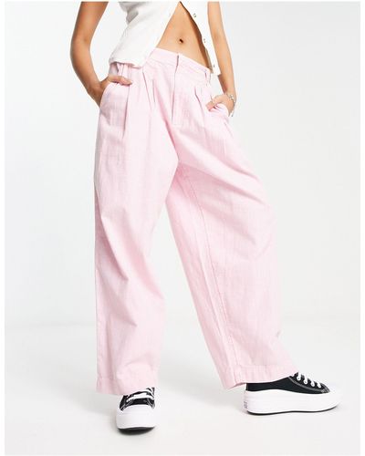 Free People baggy Fit Linen Trousers - Pink