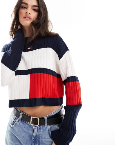 Tommy Hilfiger Color Block Badge Sweater - Red