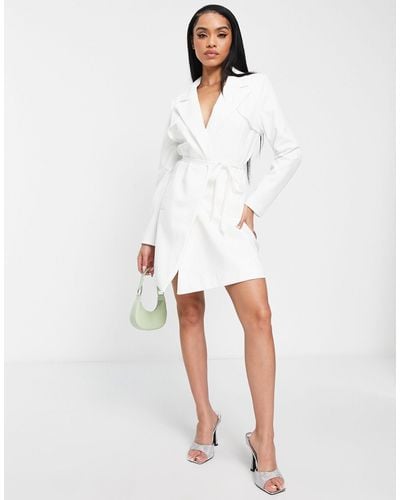 UNIQUE21 Belted Blazer Dress - White