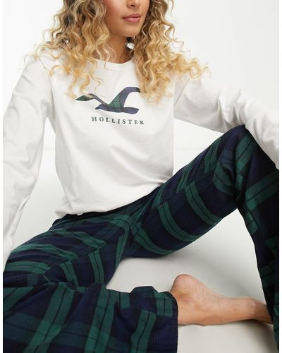 Hollister – klassischer flanell-pyjama - Grau