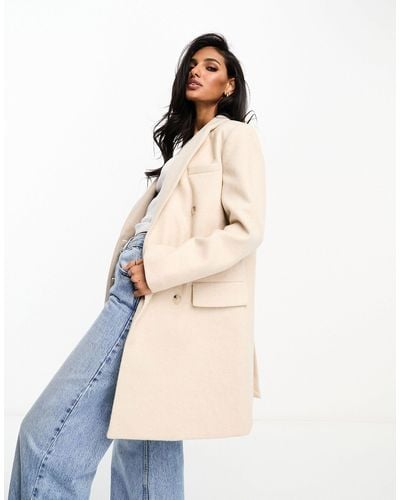 Stradivarius Tailored Double Breasted Coat - Natural