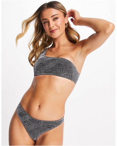 South Beach – glitzerndes bikinioberteil mit one-shoulder-träger und nem druck - Mettallic