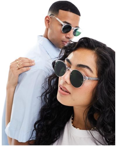 Spitfire Post punk - occhiali da sole rotondi trasparenti con lenti verdi - Nero