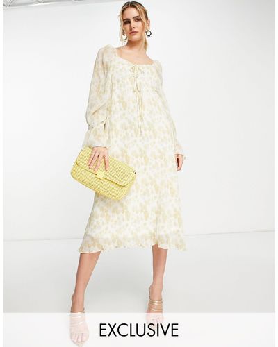 Y.A.S Exclusive Plisse Midi Dress With Tiering - Multicolor