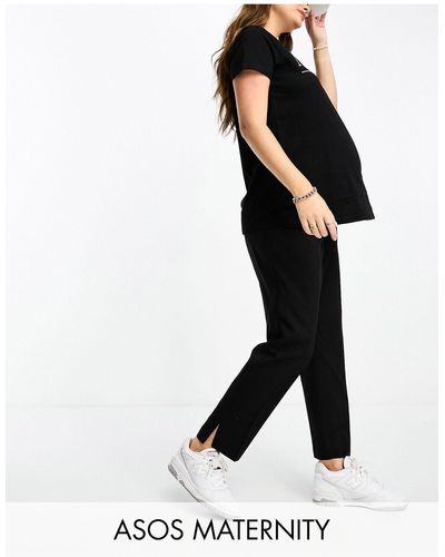 ASOS Asos design maternity - pantaloni a slim a sigaretta con fascia sopra il pancione neri - Nero