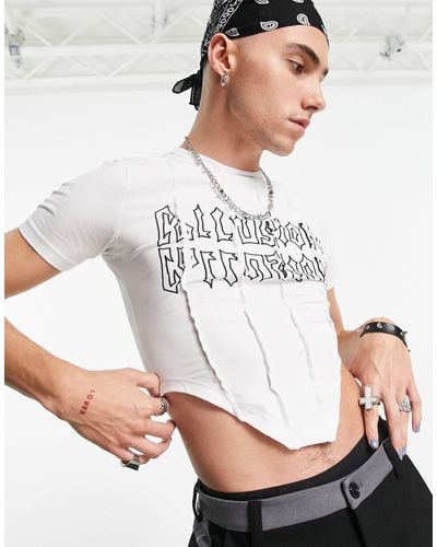 Collusion T-shirt con dettaglio stile corsetto con stampa grafica - Bianco