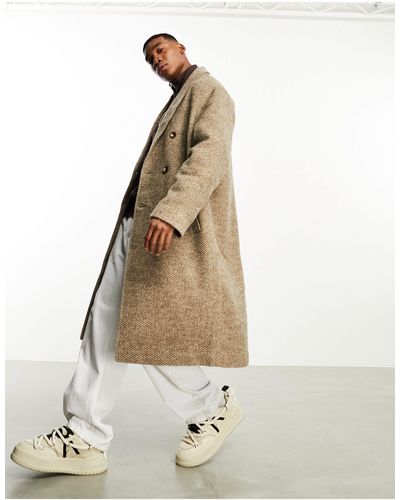 ASOS Oversized Wool Look Textured Overcoat - White