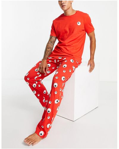 Brave Soul Halloween Eyeball Pajama Set - Red