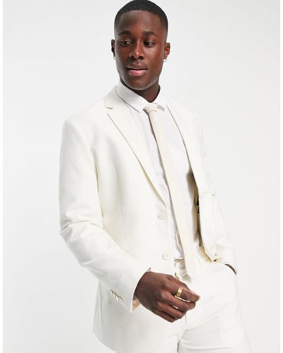 New Look Skinny Suit Jacket - White