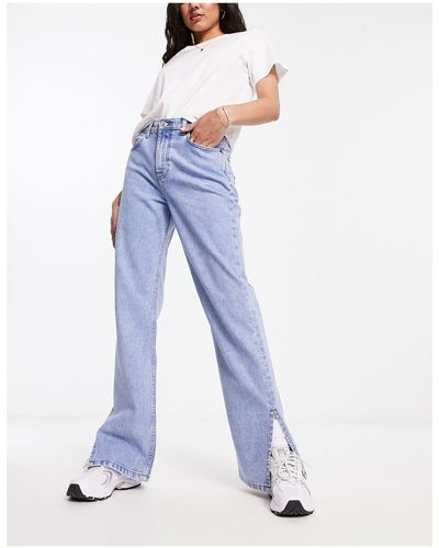 ASOS Rechte Jaren 90 Jeans Met Splitjes - Blauw